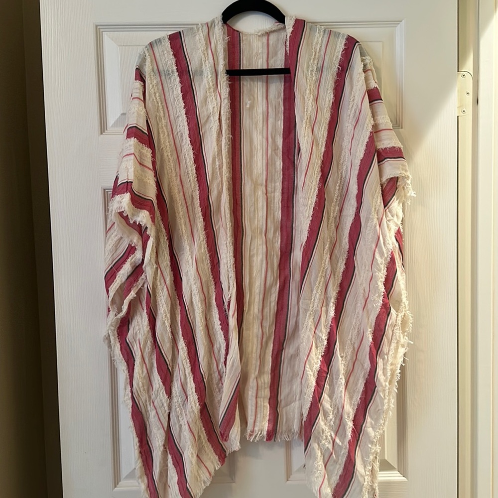 White and red stripped lightweight cardigan